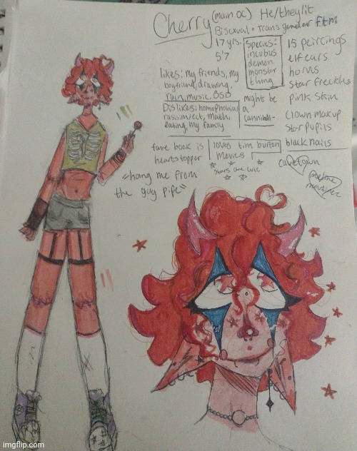 I re-designed cherry almost completely (if you can't read smth ask) | image tagged in cherry,drawing | made w/ Imgflip meme maker