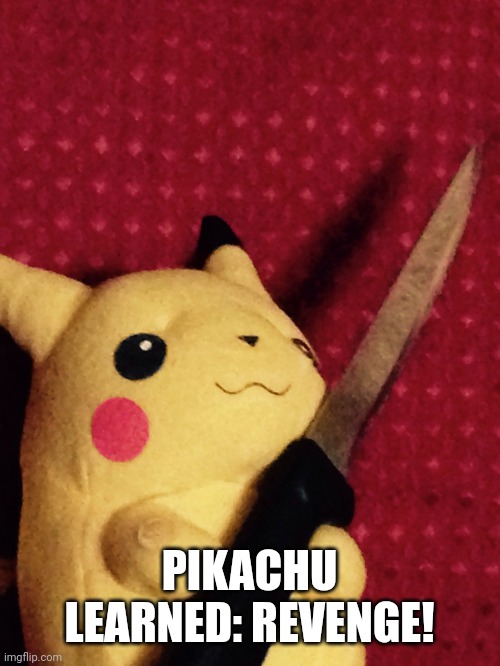 PIKACHU learned STAB! | PIKACHU LEARNED: REVENGE! | image tagged in pikachu learned stab | made w/ Imgflip meme maker