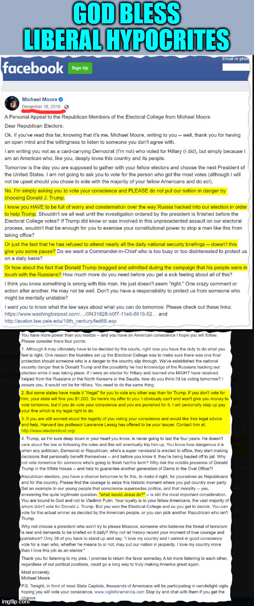 GOD BLESS LIBERAL HYPOCRITES | made w/ Imgflip meme maker