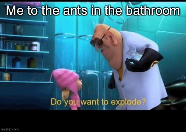 do you want a voice reveal | Me to the ants in the bathroom | image tagged in do you want to explode | made w/ Imgflip meme maker