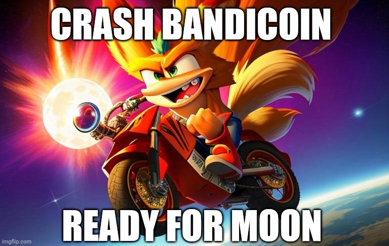 Crash Bandicoin moon | CRASH BANDICOIN; READY FOR MOON | image tagged in crash bandicoot,video games,bitcoin | made w/ Imgflip meme maker