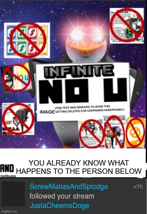Screw turkey | IMAGE | image tagged in infinite no u clean,i spot a turkey alt | made w/ Imgflip meme maker