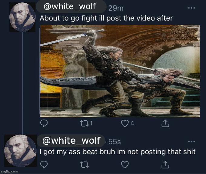 Geralt VS. Vilgefortz | @white_wolf; @white_wolf | image tagged in the witcher,witcher,geralt of rivia,vilgefortz of roggeveen,time of contempt | made w/ Imgflip meme maker