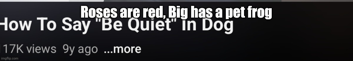 Roses are red, Big has a pet frog | made w/ Imgflip meme maker