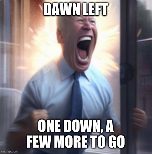 Biden Lets Go | DAWN LEFT; ONE DOWN, A FEW MORE TO GO | image tagged in biden lets go | made w/ Imgflip meme maker