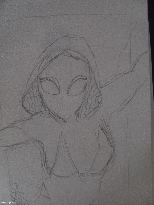 Gwen sketch (unfinished) | image tagged in spiderman,spiderverse,drawings,fanart | made w/ Imgflip meme maker