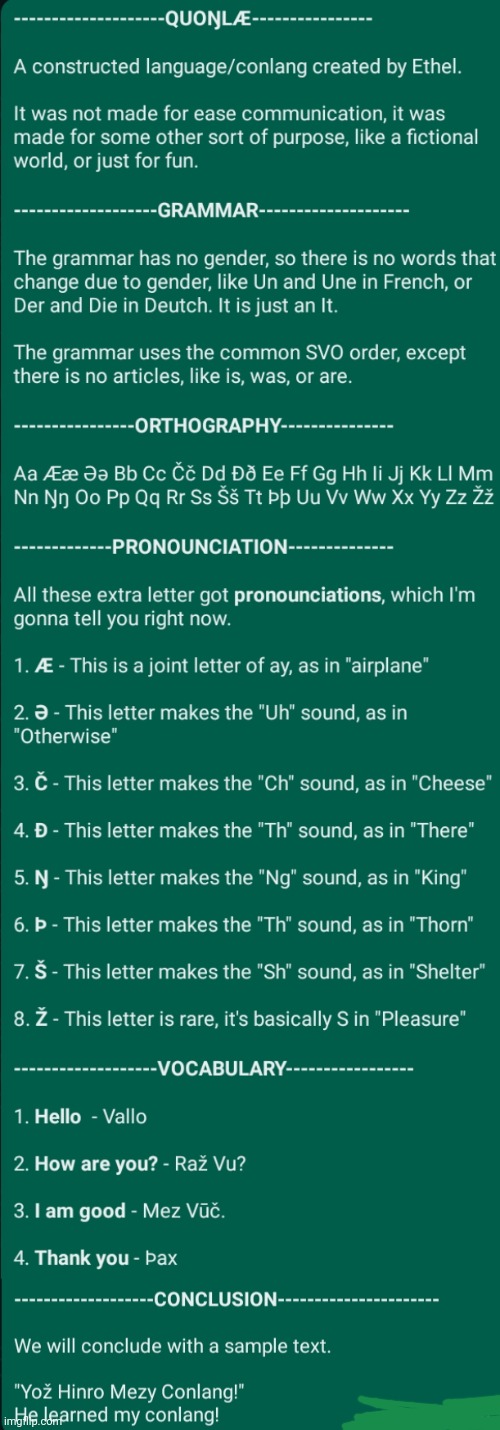 A guide to Quoŋlæ | made w/ Imgflip meme maker