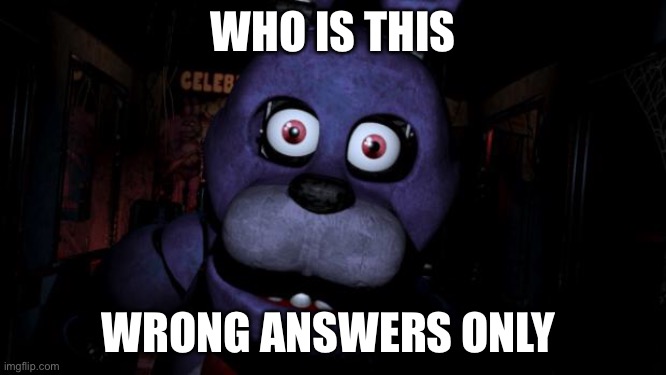 FNAF Bonnie | WHO IS THIS; WRONG ANSWERS ONLY | image tagged in fnaf bonnie | made w/ Imgflip meme maker