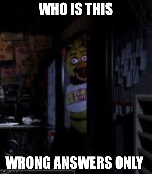 Chica Looking In Window FNAF | WHO IS THIS; WRONG ANSWERS ONLY | image tagged in chica looking in window fnaf | made w/ Imgflip meme maker
