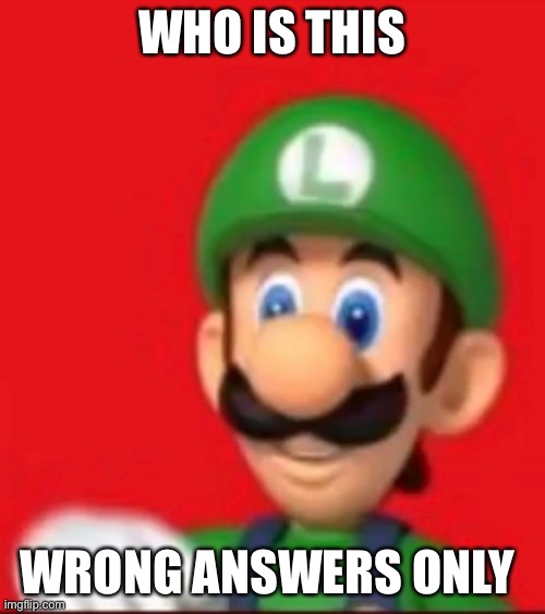 Luigi says wtf | WHO IS THIS; WRONG ANSWERS ONLY | image tagged in luigi says wtf | made w/ Imgflip meme maker