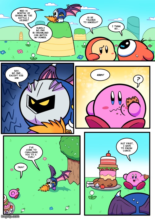 KIRBY ALWAYS HAS TO EAT | image tagged in kirby,comics/cartoons | made w/ Imgflip meme maker