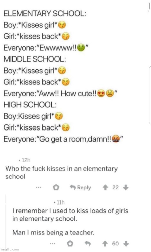 #2,620 | image tagged in comments,cursed,elementary,school,funny,kiss | made w/ Imgflip meme maker