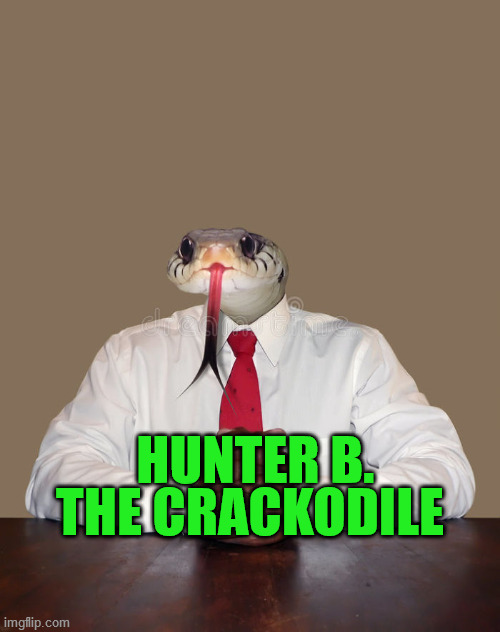 Snake Politican | HUNTER B.
THE CRACKODILE | image tagged in snake politican | made w/ Imgflip meme maker