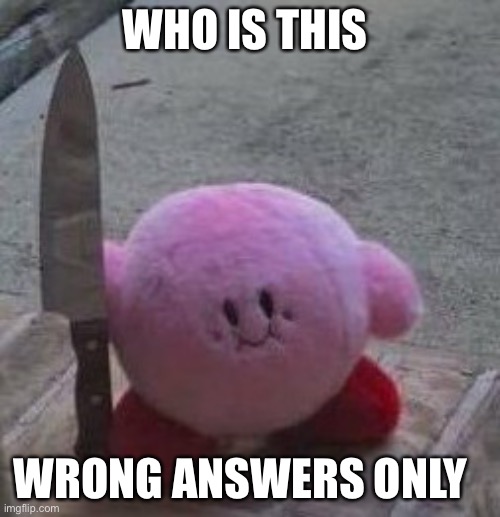 creepy kirby | WHO IS THIS; WRONG ANSWERS ONLY | image tagged in creepy kirby | made w/ Imgflip meme maker