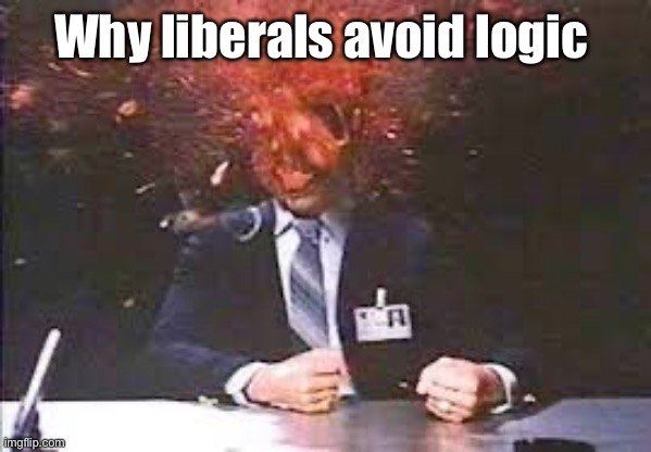 Exploding head | Why liberals avoid logic | image tagged in exploding head | made w/ Imgflip meme maker