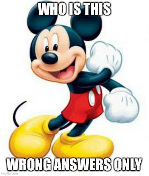 mickey mouse  | WHO IS THIS; WRONG ANSWERS ONLY | image tagged in mickey mouse | made w/ Imgflip meme maker