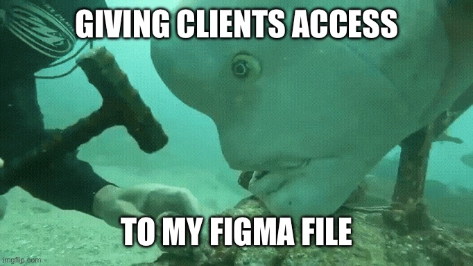 Fish Watching Diver | GIVING CLIENTS ACCESS; TO MY FIGMA FILE | image tagged in fish watching diver | made w/ Imgflip meme maker