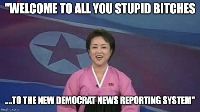 It wasn't our fault | "WELCOME TO ALL YOU STUPID BITCHES; ....TO THE NEW DEMOCRAT NEWS REPORTING SYSTEM" | image tagged in north korean news | made w/ Imgflip meme maker