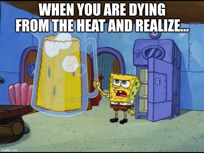 Extreme Thirst | WHEN YOU ARE DYING FROM THE HEAT AND REALIZE... | image tagged in extreme thirst | made w/ Imgflip meme maker