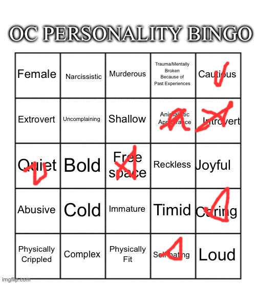 Coaliz personality | image tagged in oc personality bingo | made w/ Imgflip meme maker