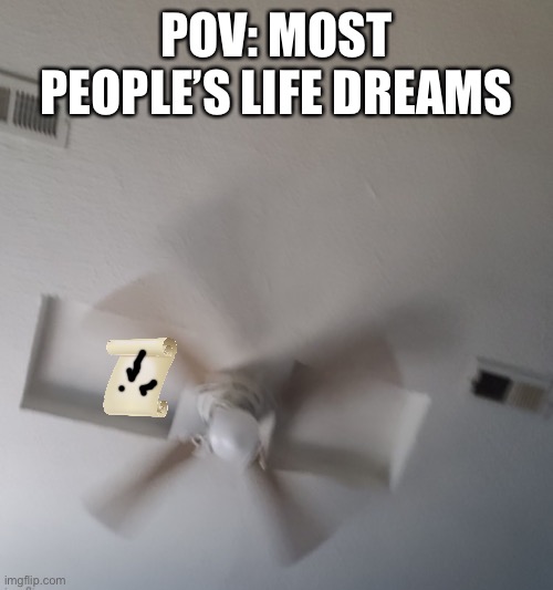 And then the fan chops them ? | POV: MOST PEOPLE’S LIFE DREAMS | made w/ Imgflip meme maker