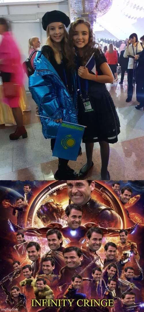 I can't believe this goofy ahh Kazakh singer was at a photo-op with this really awesome French singer back in 2018 | image tagged in infinity cringe,memes,daneliya tuleshova sucks,funny,singer,kazakhstan | made w/ Imgflip meme maker