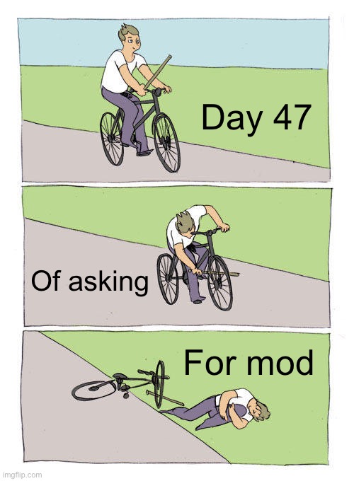 Bike Fall | Day 47; Of asking; For mod | image tagged in memes,bike fall | made w/ Imgflip meme maker