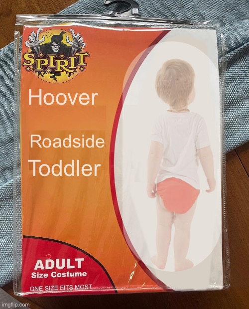 C.R.  Edition 2023 | Hoover; Roadside; Toddler | image tagged in spirit halloween | made w/ Imgflip meme maker