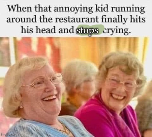Annoying kid | stops | image tagged in annoying,kid,restaurant,crying | made w/ Imgflip meme maker