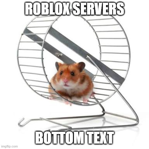 Roblox servers be like | ROBLOX SERVERS; BOTTOM TEXT | image tagged in hamster wheel | made w/ Imgflip meme maker