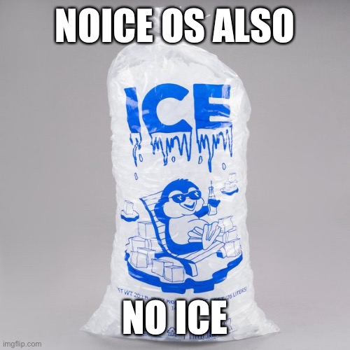 Compound words | NOICE OS ALSO; NO ICE | image tagged in bag of ice | made w/ Imgflip meme maker