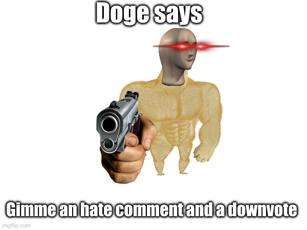 Doge says; Gimme an hate comment and a downvote | made w/ Imgflip meme maker