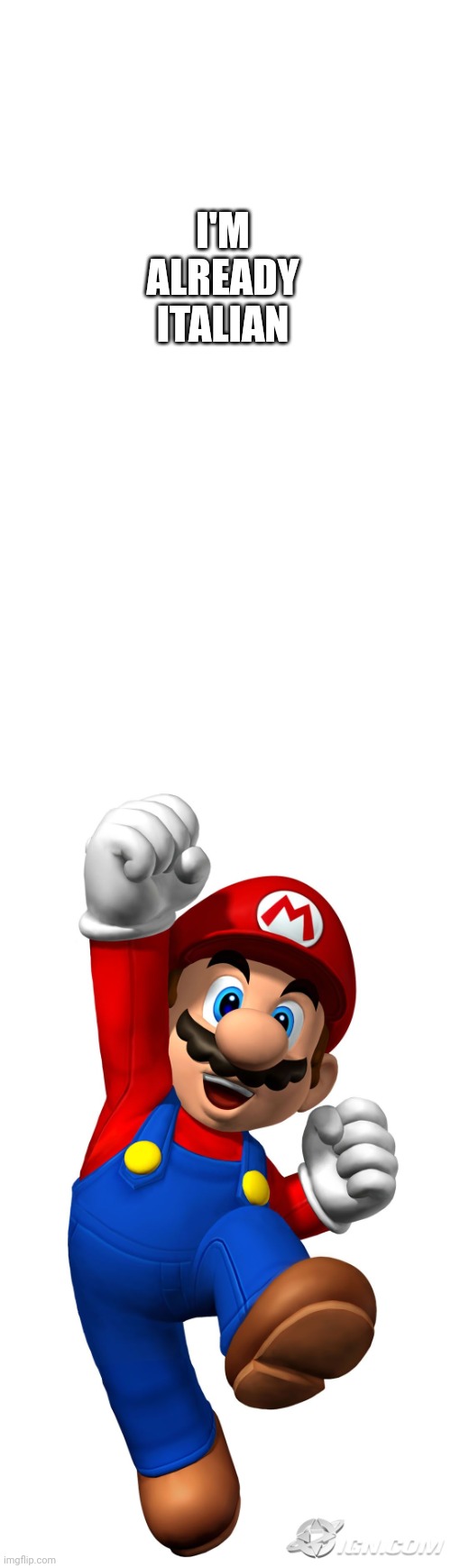 Super Mario | I'M ALREADY ITALIAN | image tagged in super mario | made w/ Imgflip meme maker