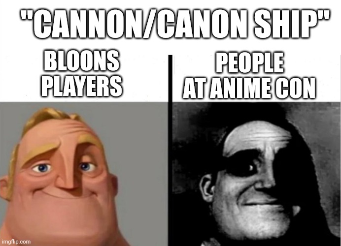 030 monkey buccaneer Bloons | "CANNON/CANON SHIP"; BLOONS PLAYERS; PEOPLE AT ANIME CON | image tagged in teacher's copy,memes | made w/ Imgflip meme maker