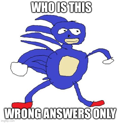 Sanic | WHO IS THIS; WRONG ANSWERS ONLY | image tagged in sanic | made w/ Imgflip meme maker