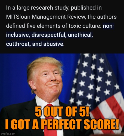 "Person. Woman. Man. Camera. TV." | 5 OUT OF 5!
I GOT A PERFECT SCORE! | image tagged in toxic culture,maga kills,corrupt trump,stupid trump | made w/ Imgflip meme maker