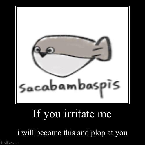 sacabambaspis | If you irritate me | i will become this and plop at you | image tagged in funny,demotivationals,fish | made w/ Imgflip demotivational maker