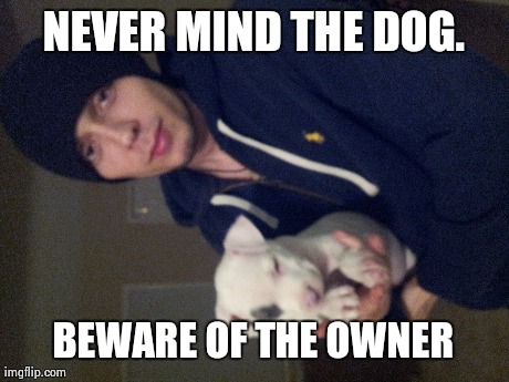 NEVER MIND THE DOG. BEWARE OF THE OWNER | made w/ Imgflip meme maker