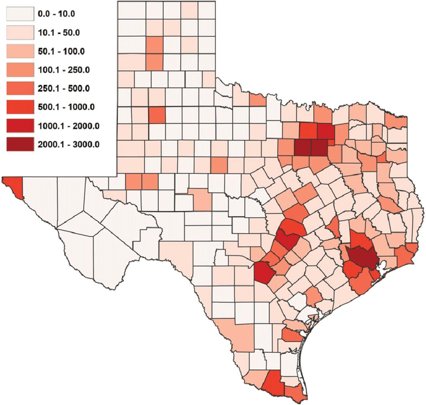 Texas population density by county 2014 Blank Meme Template