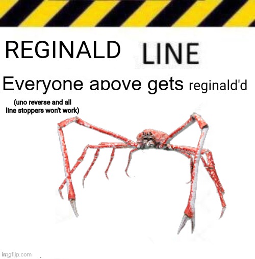 _____ line | REGINALD; reginald'd; (uno reverse and all line stoppers won't work) | image tagged in _____ line | made w/ Imgflip meme maker