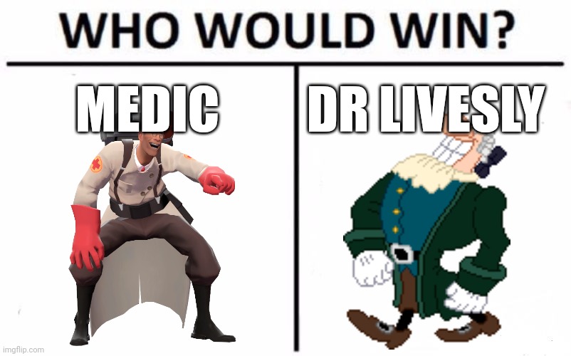 Who Would Win? Meme | MEDIC DR LIVESLY | image tagged in memes,who would win | made w/ Imgflip meme maker