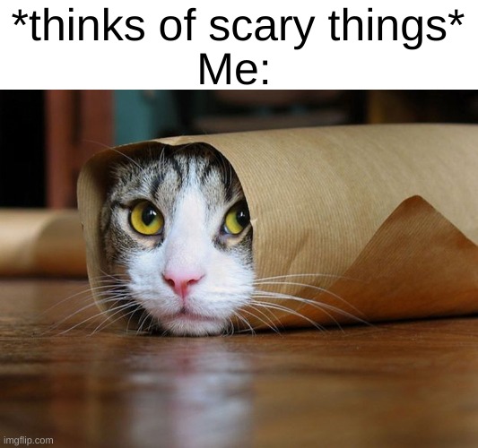 im covering 97.9% of my body bc im scared | Me:; *thinks of scary things* | image tagged in memes,relatable,funny | made w/ Imgflip meme maker