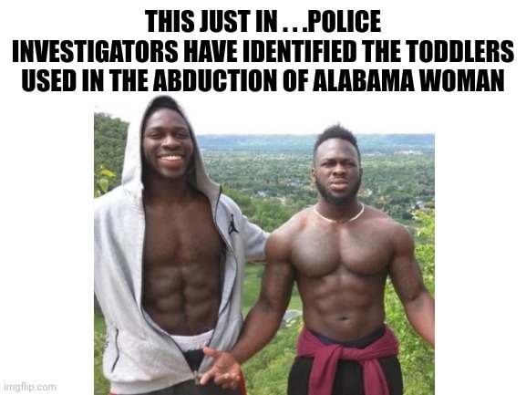 THIS JUST IN . . .POLICE INVESTIGATORS HAVE IDENTIFIED THE TODDLERS USED IN THE ABDUCTION OF ALABAMA WOMAN | made w/ Imgflip meme maker