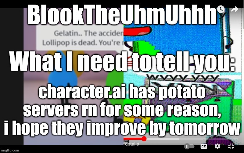 Book | character.ai has potato servers rn for some reason, i hope they improve by tomorrow | image tagged in book | made w/ Imgflip meme maker