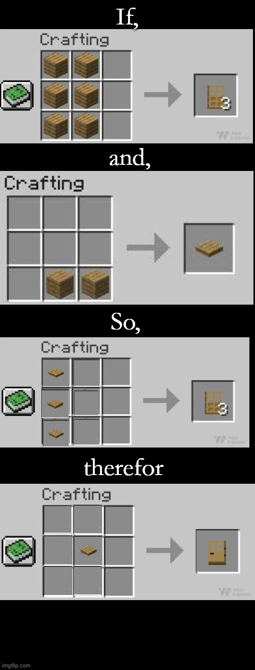 So, therefor | image tagged in minecraft,crafting | made w/ Imgflip meme maker