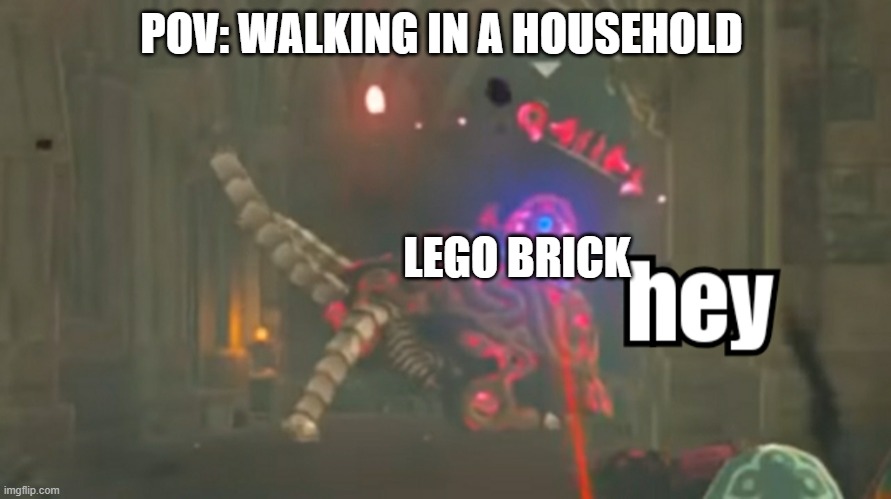 lego brick | POV: WALKING IN A HOUSEHOLD; LEGO BRICK | image tagged in guardian hey | made w/ Imgflip meme maker