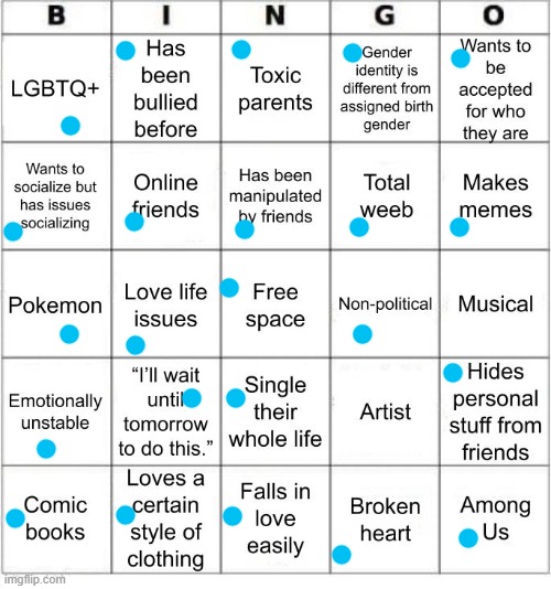 5 bingos... | image tagged in thesuitedgayweeb's bingo | made w/ Imgflip meme maker