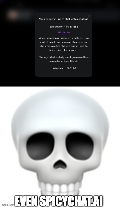 BRO WHAT | EVEN SPICYCHAT.AI | image tagged in iphone skull emoji,spicyai | made w/ Imgflip meme maker