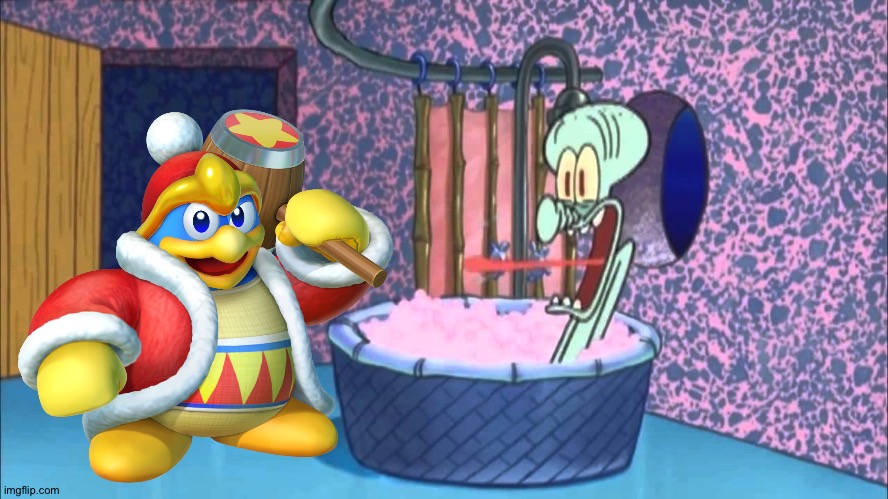 King dedede goes to Squidward's house | image tagged in who dropped by squidward's house | made w/ Imgflip meme maker