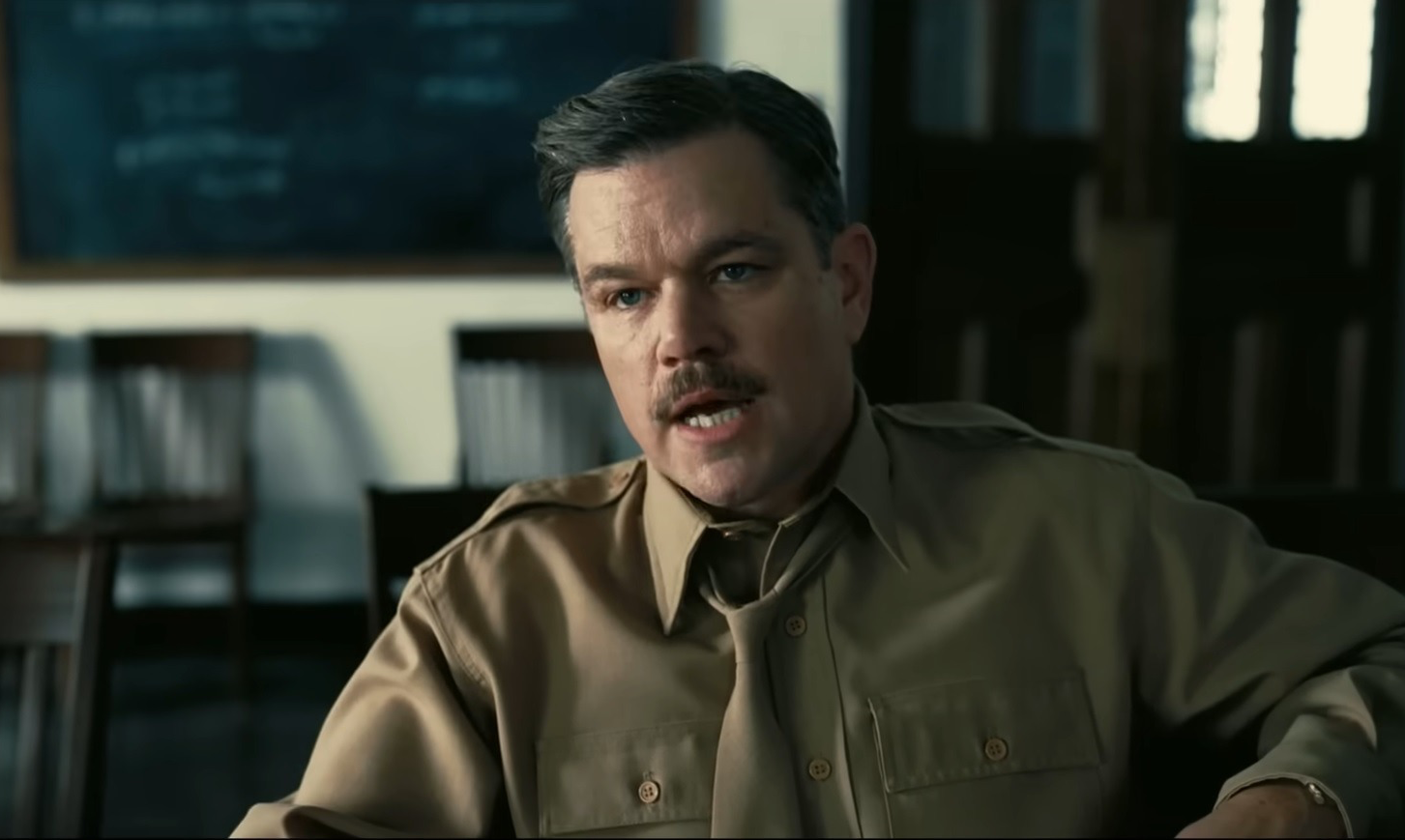 Matt Damon as General Groves in 'Oppenheimer' Blank Meme Template